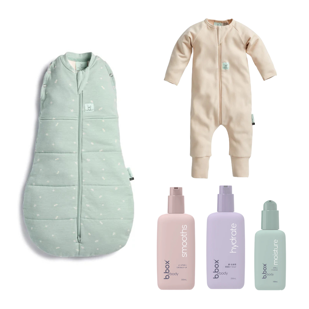 【PR】マタニティギフティング set (ergoスワドル&レイヤー2.5TOG/b.box body ソーク・オイル・ローション)