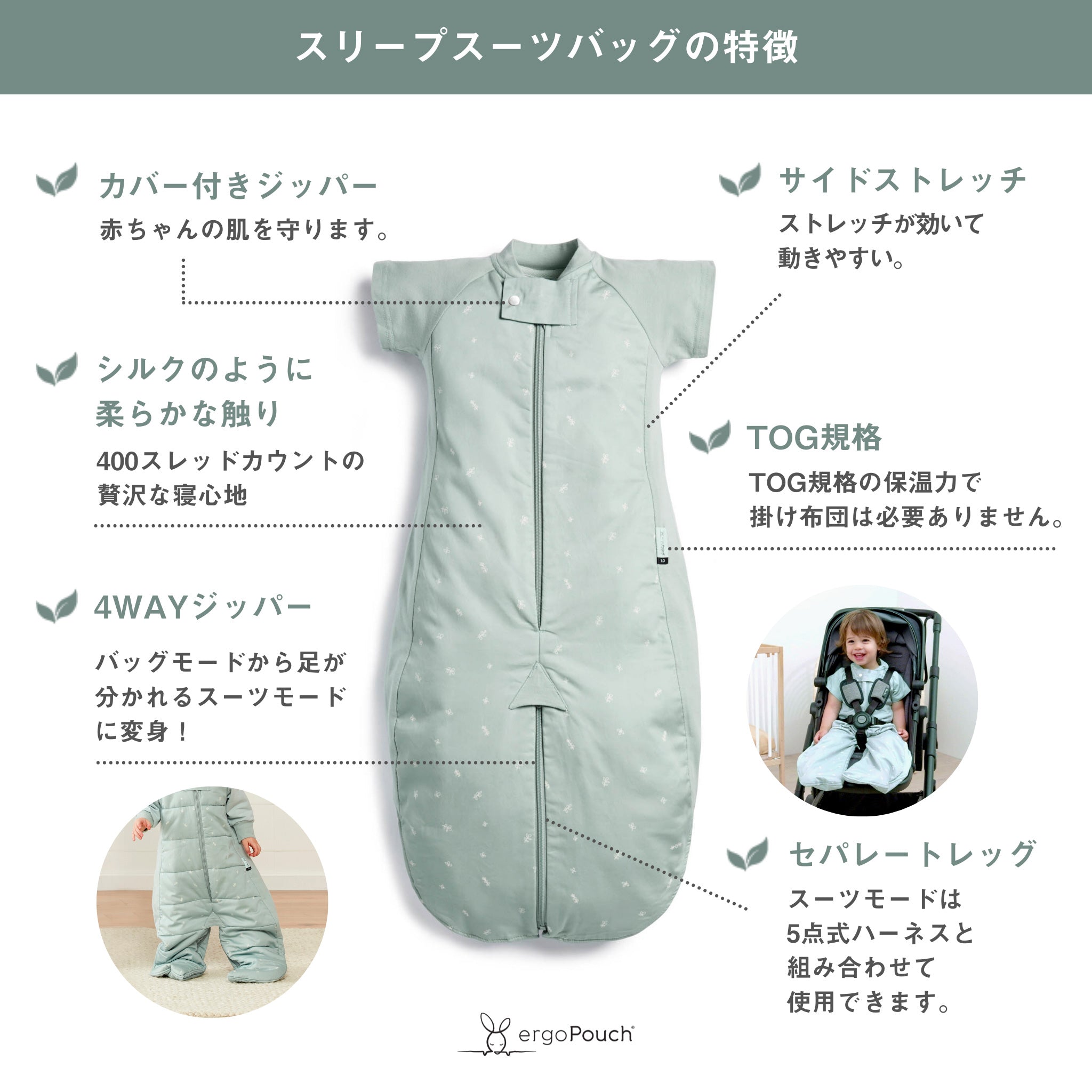＜夏向け＞Sleep Suit Bag スリープスーツバッグ 0.3TOG（8ヶ月～／歩き始めのベビー＆キッズ用スリーパー）