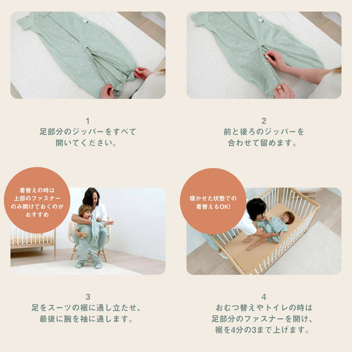 【1歳～おすすめ】キッズ用スリーパー - Sleep Suit Bag 0.3 TOG（スリープスーツバッグ）　着用方法